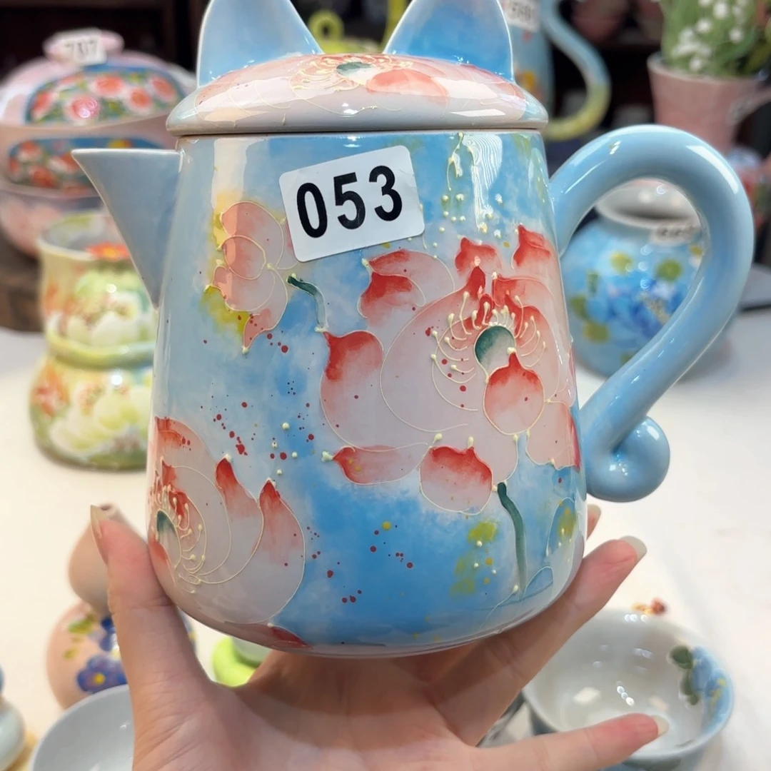 景德镇手绘高温釉下彩陶瓷茶具