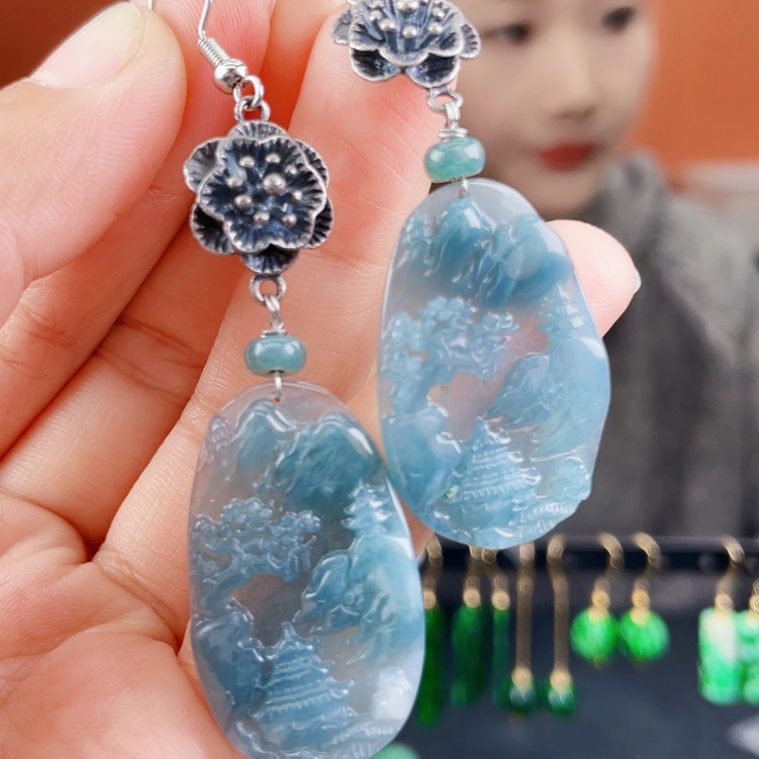 翡翠未镶嵌耳饰饰品