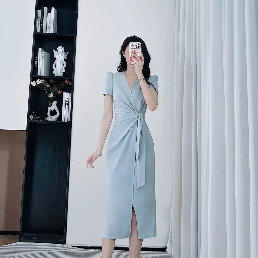 拉夏贝尔25夏新礼服法式设计禅意气质款女装显瘦连衣裙 10429 ZCJ