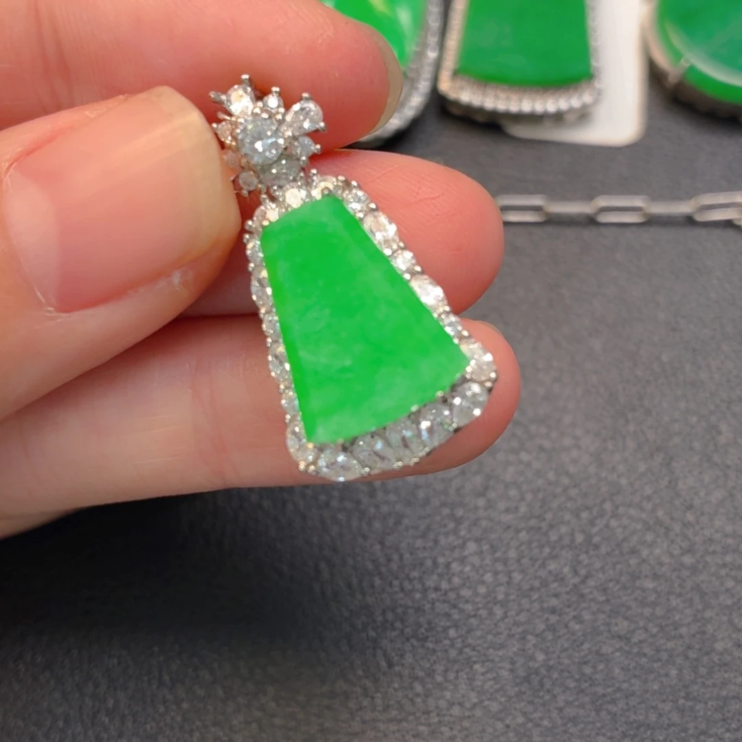 翡翠银S925镶嵌吊坠(不含链)