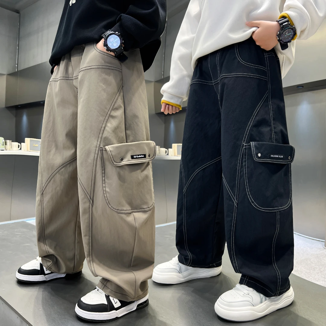 男童工装裤春秋宽松2025中大童休闲韩版长裤儿童秋季百搭洋气潮流