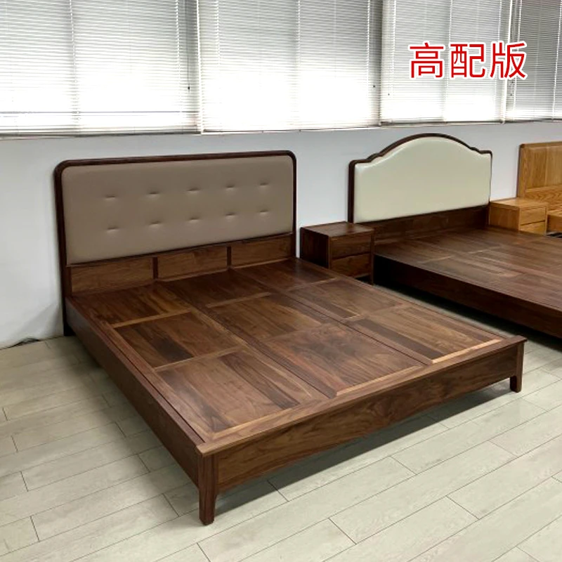 北美黑胡桃木公主床家用软包床头定制