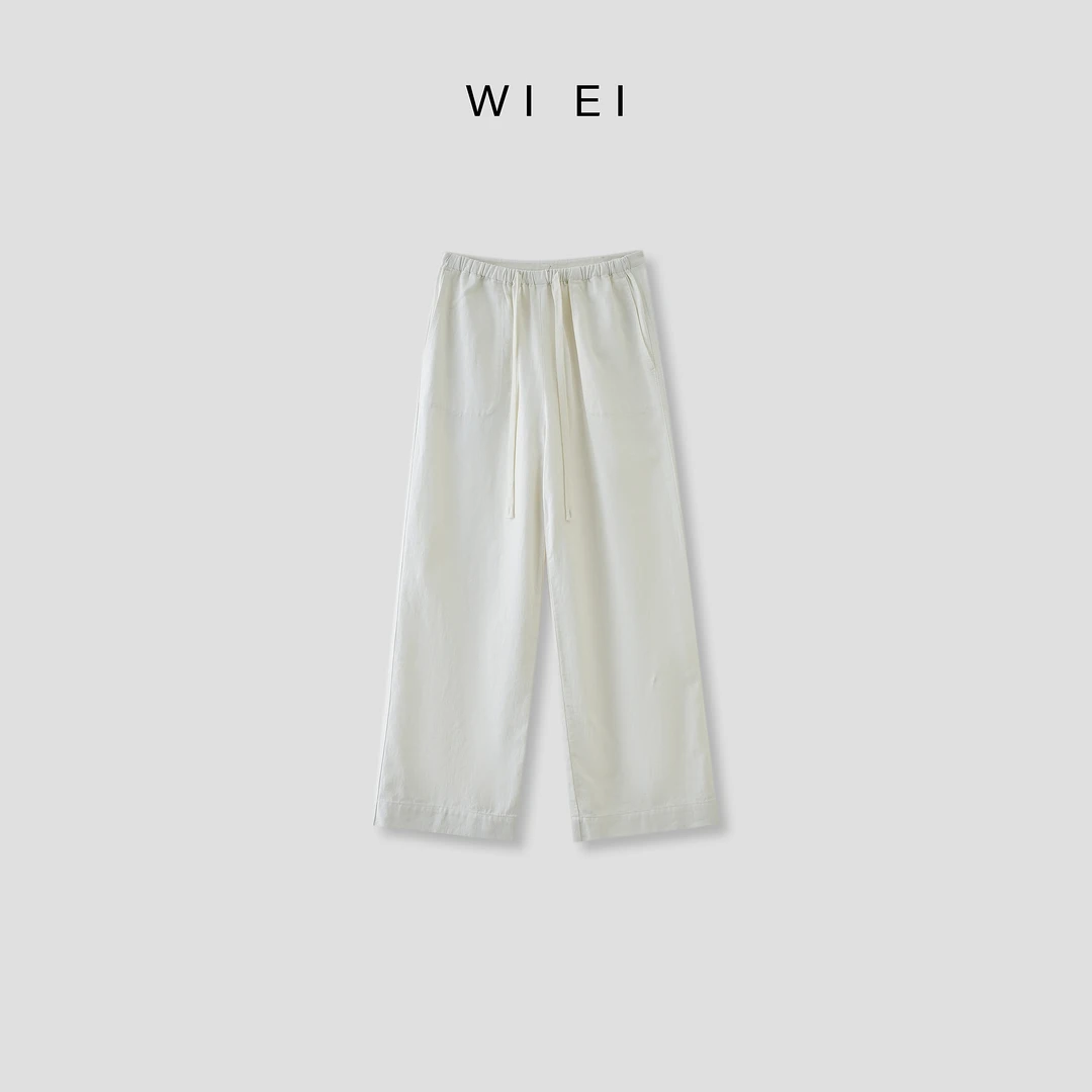 《WI EI》抽绳弹力腰 舒适 慵懒随性 素雅休闲  阔腿裤 9J010