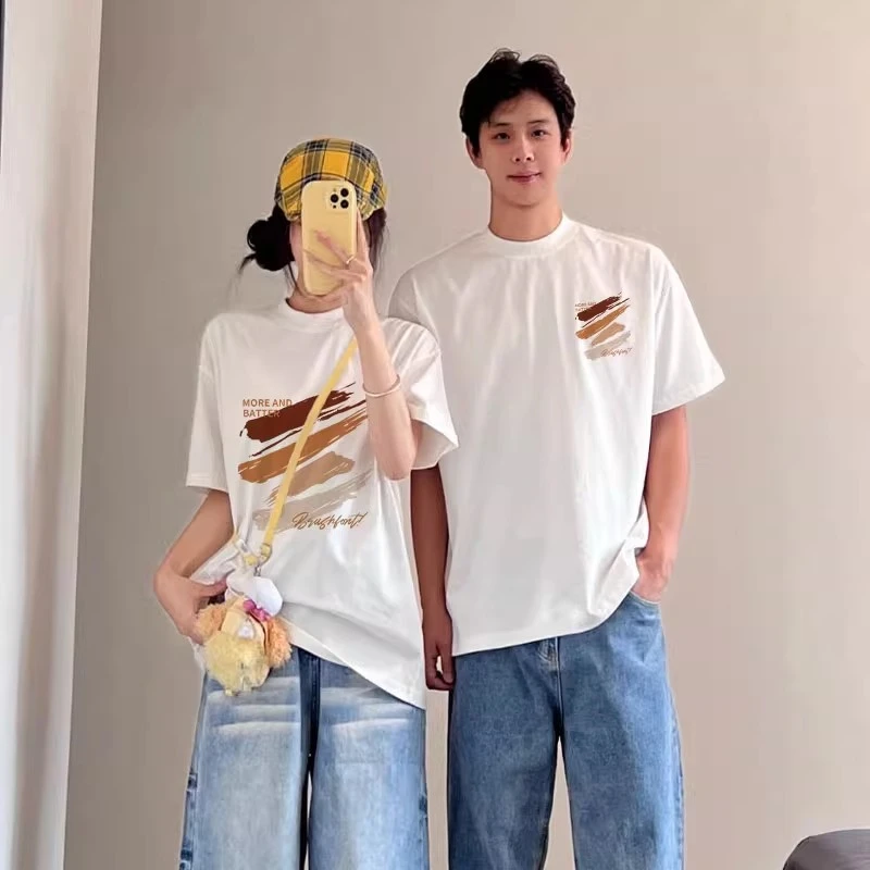 海外订单尾货~剪标撤回外贸超火高级感情侣装纯棉短袖T恤男女上衣