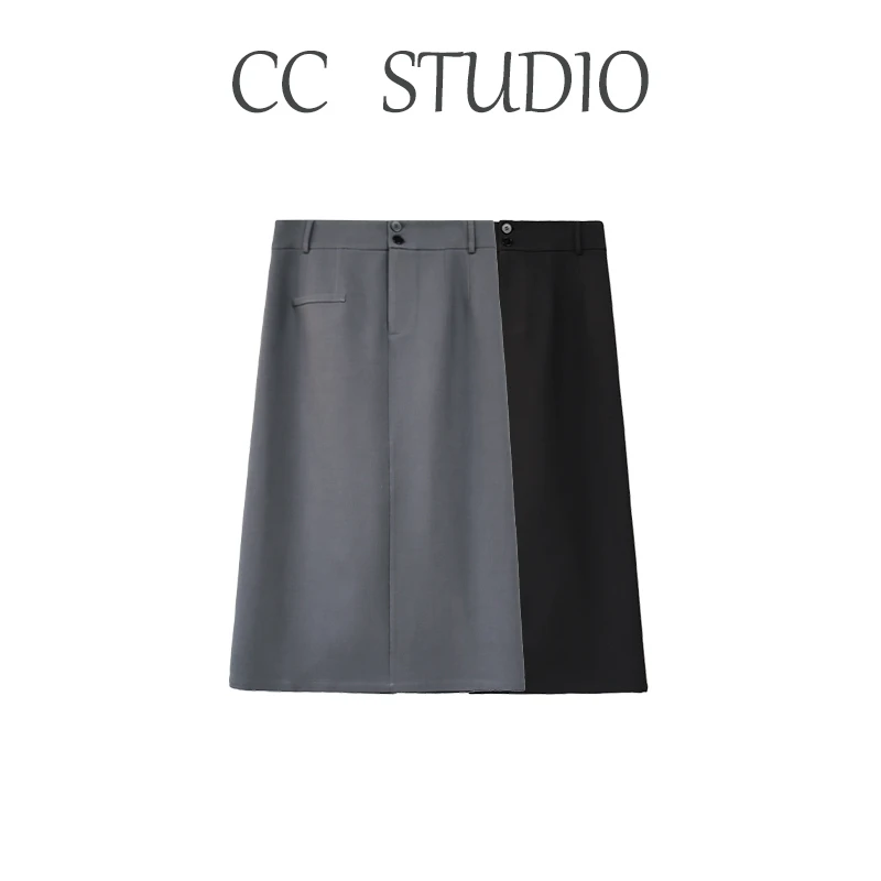 DM16807【氧气搭配】蛋妹大码女装微胖秋季显瘦遮胯百搭优雅半身裙