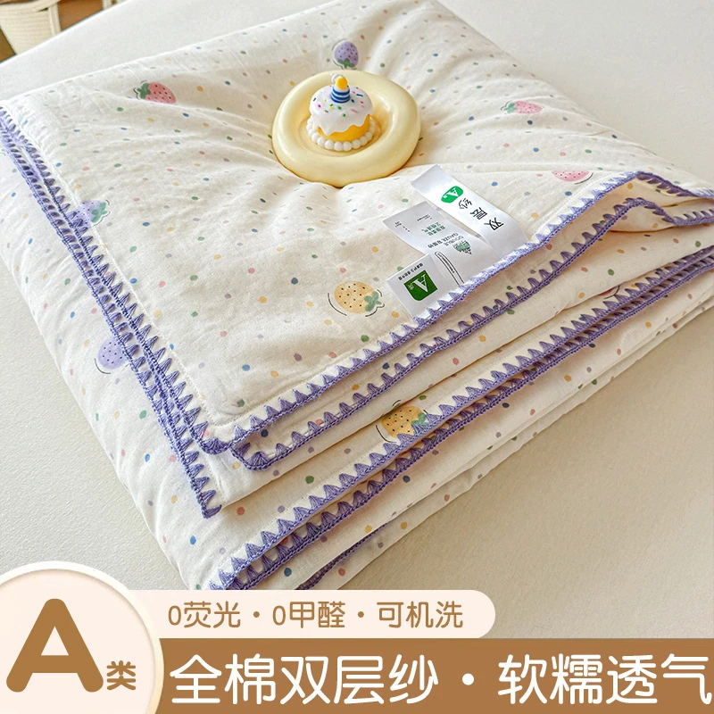 法式花边夏凉被柔软透气亲肤可机洗冰丝夏季空调被子棉花被芯韩版