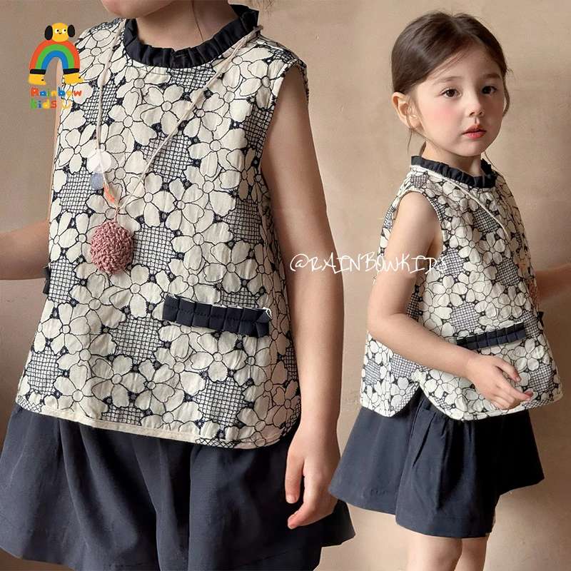 【Rainbow】2025夏款韩系复古花朵休闲套装-88062