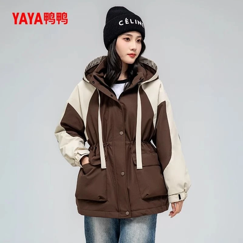 鸭鸭羽绒服女士2024秋冬新品中长款韩版时尚连帽加厚YE3B633535L