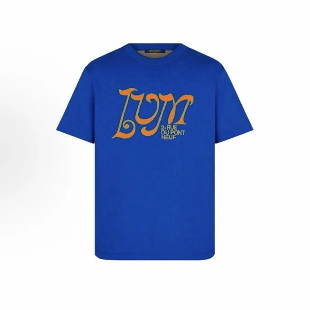 95新 LouisVuitton/路易威登 蓝色印花短袖/Xs码 领表丢失/Y3411