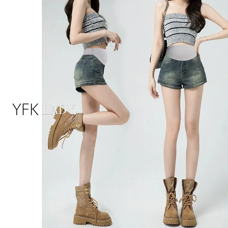 孕妇短裤夏季外穿薄款2025新款小个子牛仔裤夏装不勒肚打底阔腿裤