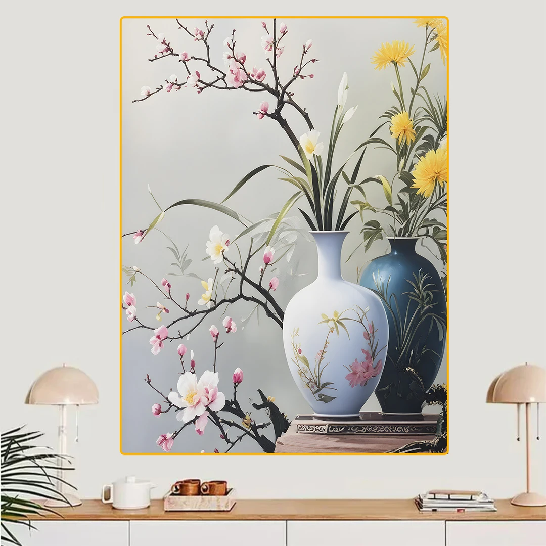 餐厅福利新中式磨砂闪光餐厅装饰画饭厅挂画中国风餐桌笔画饭店