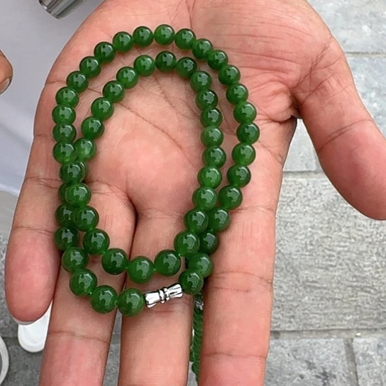 颈饰未镶嵌和田玉卡8冰底正阳绿女神链纯净版