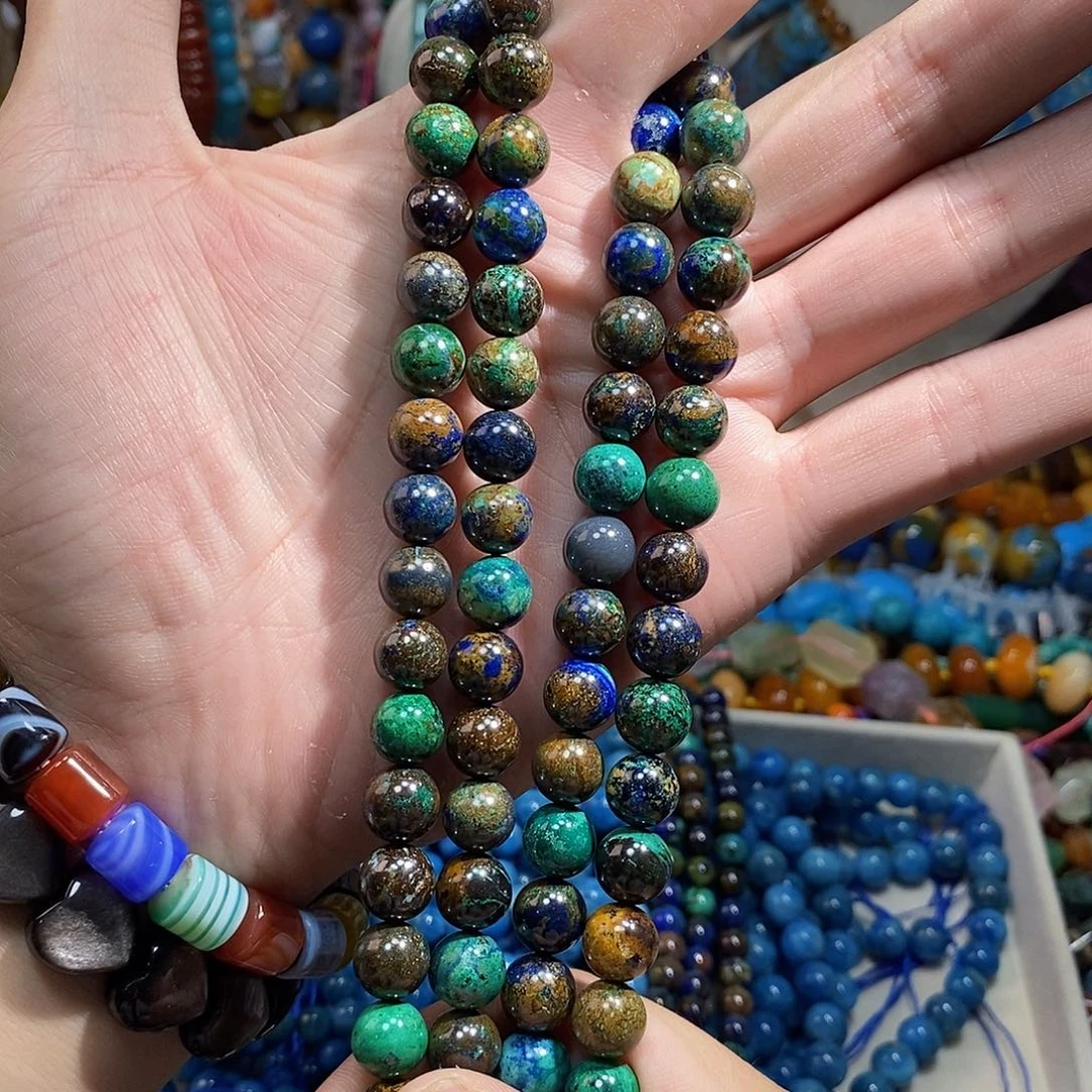 石英质玉未镶嵌，天然凤凰青金10mm，