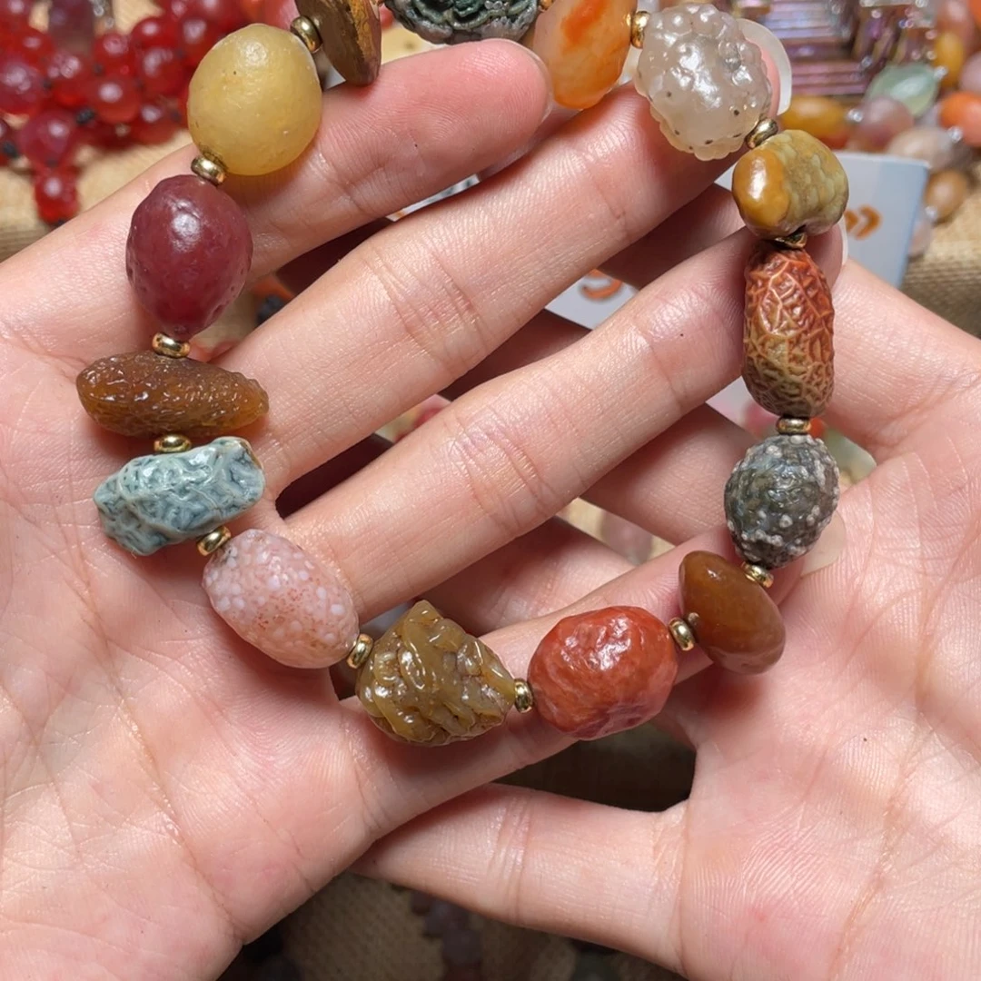 明***月玛瑙/玉髓手链合金