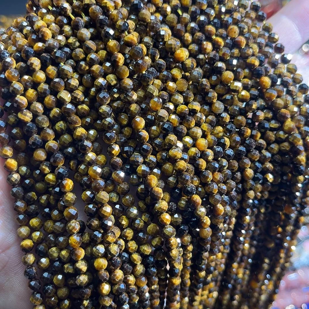 玛瑙/玉髓未镶嵌珠宝半成品A货虎眼切面4mm