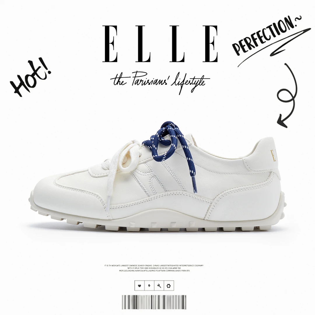 ELLE芭蕾运动德训鞋2025新款冬季设计感小众双鞋带休闲平底女鞋子