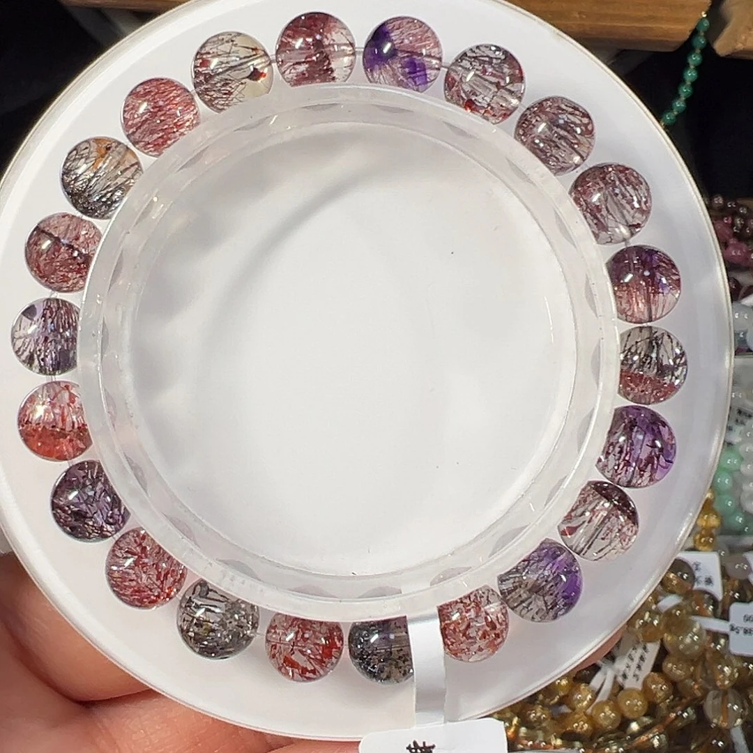 水晶手链未镶嵌巴西彼岸花超七8mm透体单圈手串