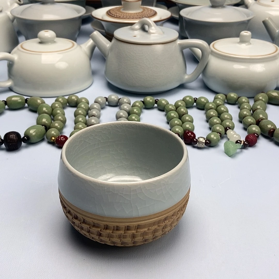 杯微微瑕仿古月白罗汗杯原矿原釉原产地
