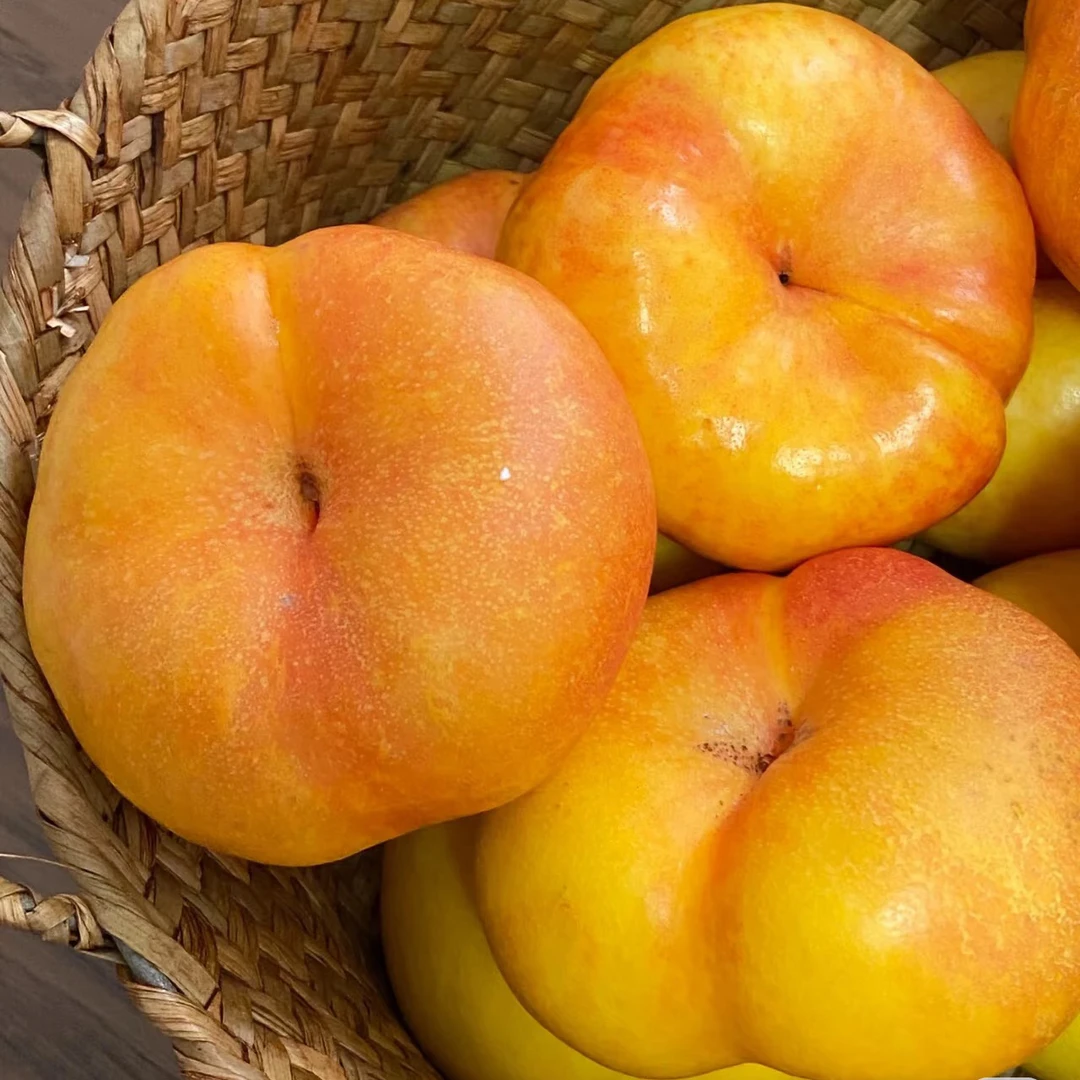 黄油蟠桃彩虹油蟠桃黄金油蟠桃爆甜蜜罐当季新鲜水果整凯私乐