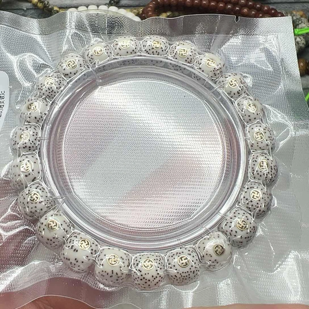 星月菩提手串6王者原脂白星月菩提单圈万字1.0