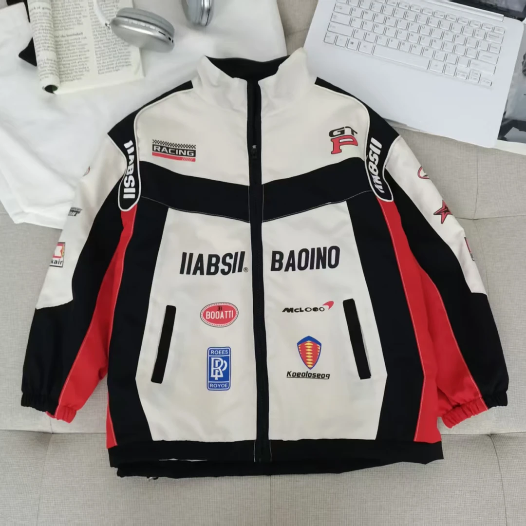 男童赛车服棒球外套春秋装2025新款儿童美式机车服潮中大童夹克衫