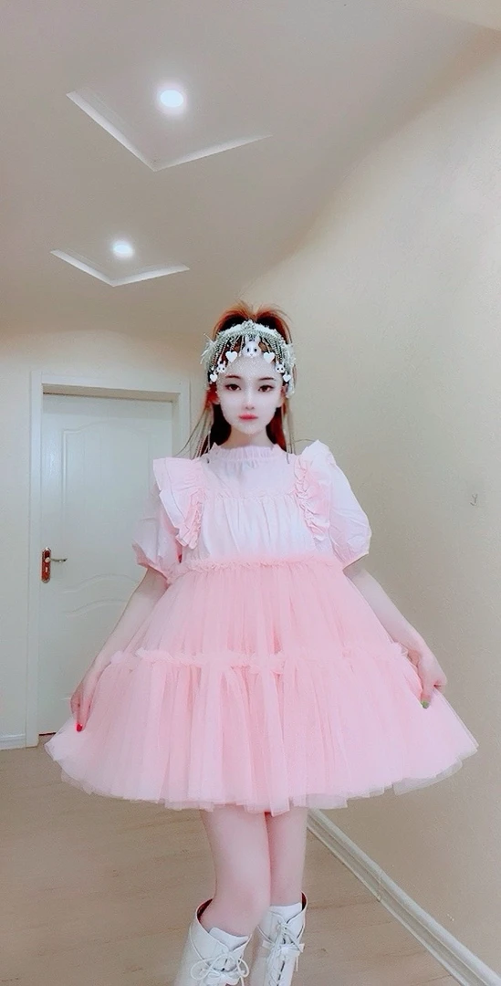 【面条仙仙】3417#高品质纱纱拼接泡泡袖连衣裙