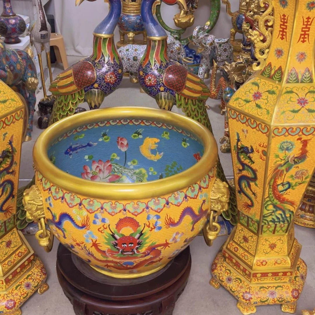 用****7铜胎掐丝珐琅九龙大纲