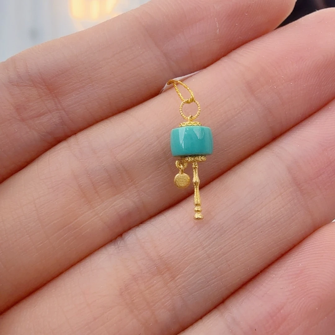 绿松石18K金镶嵌珠宝半成品