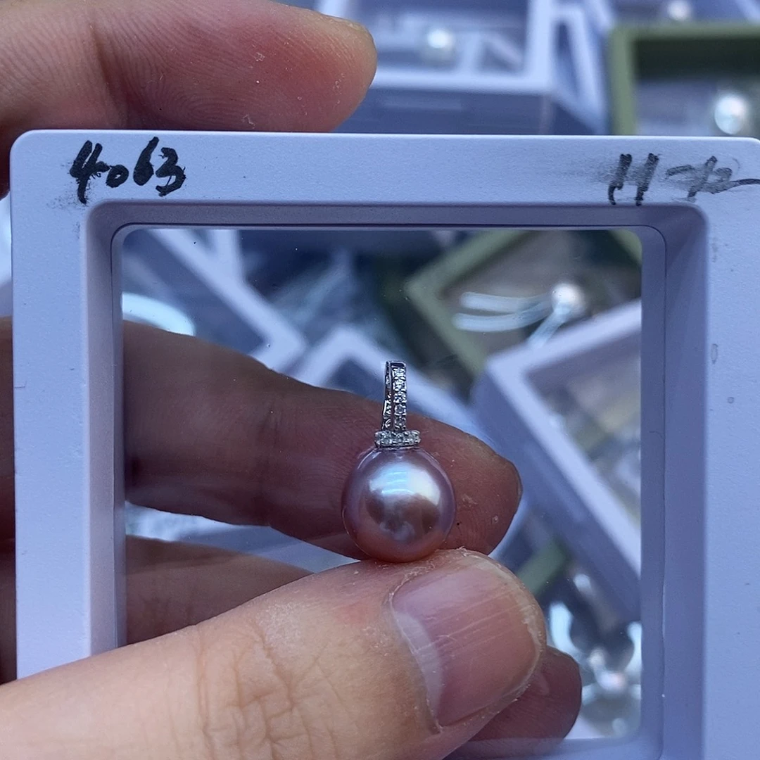 淡水珍珠银S925镶嵌吊坠(不含链)