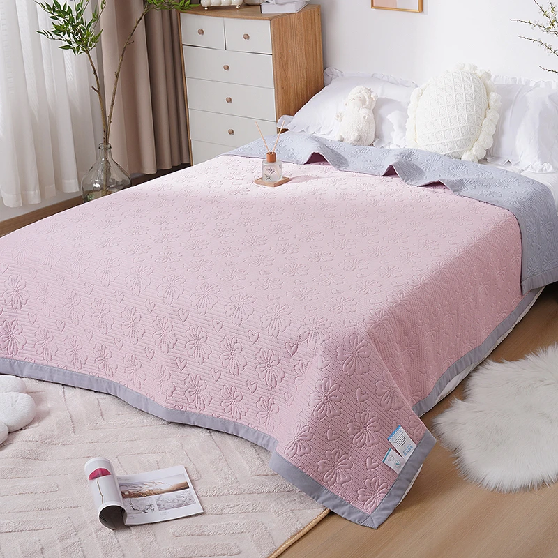 2025夏天家用可用凉感丝凉席床盖双面可用压花青春粉200✖️230