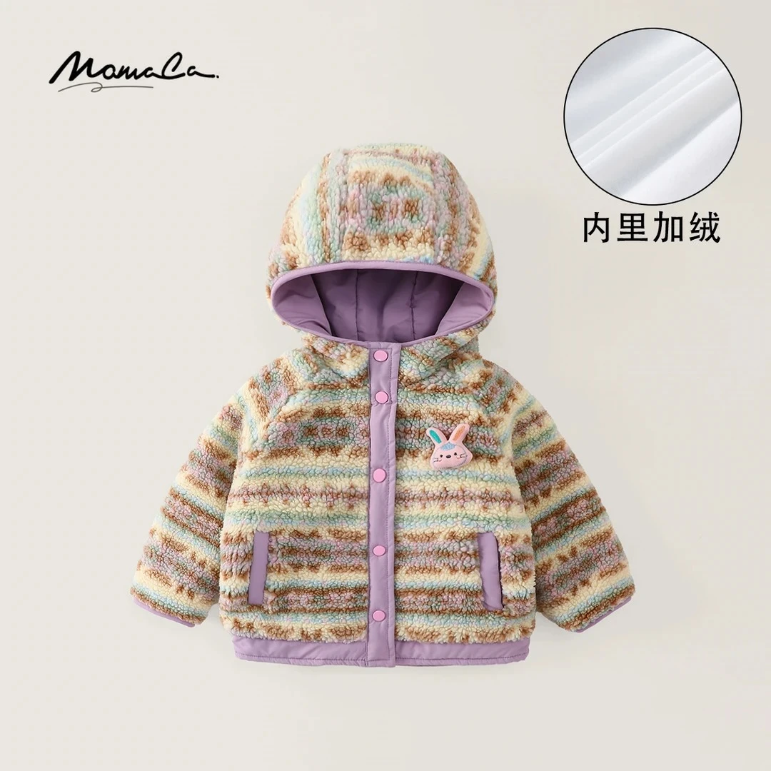 MOMOCO冬季2025新款女童甜美可爱卡通连帽棉服外套77830107015