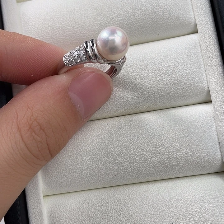 银S925镶嵌戒指海水珍珠