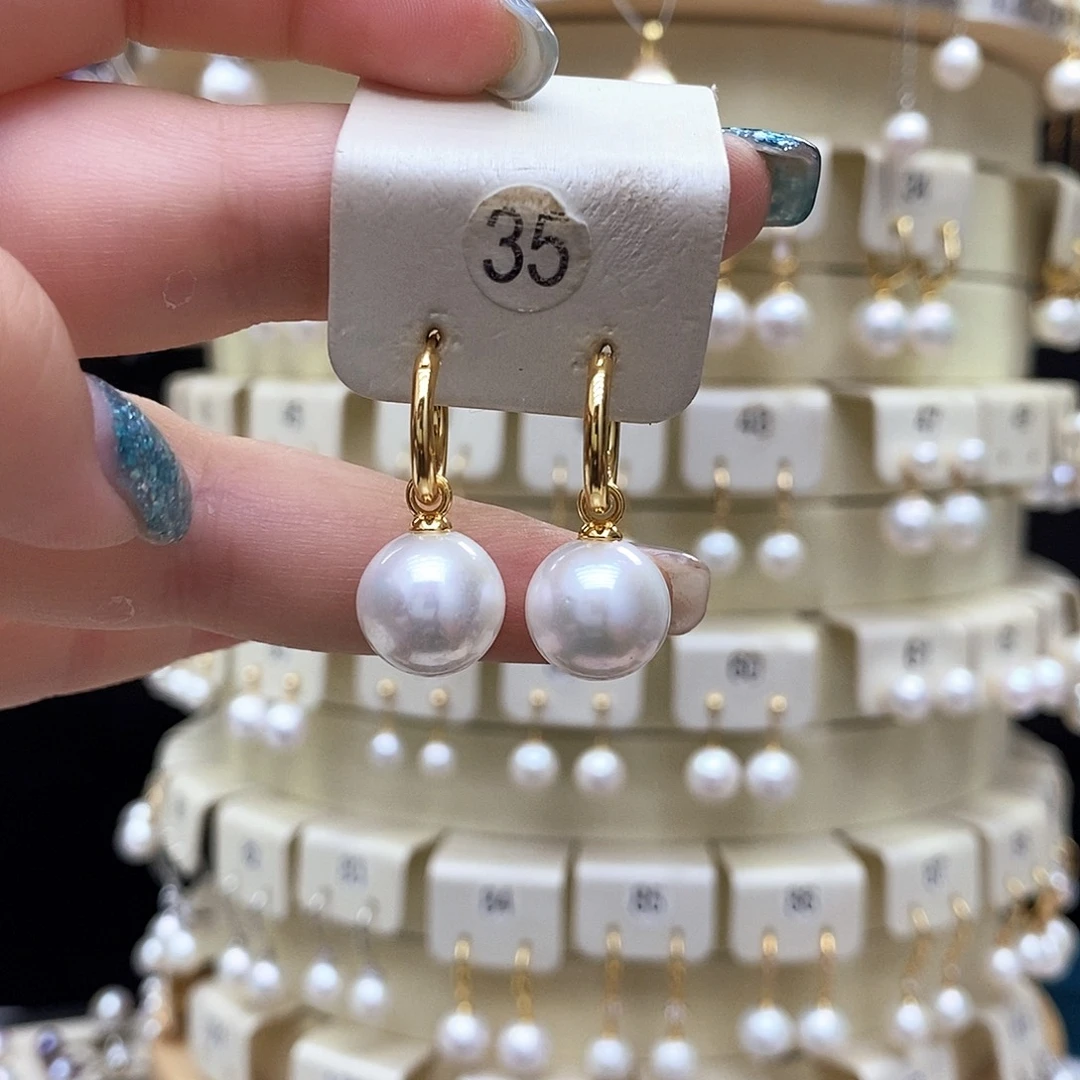 银S925镶嵌淡水珍珠耳饰