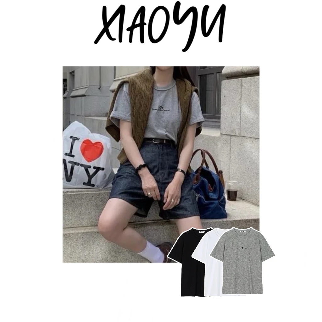 【字母舒芙蕾】韩系Gro刺绣字母半袖圆领百搭显瘦短袖T恤设计款洋气