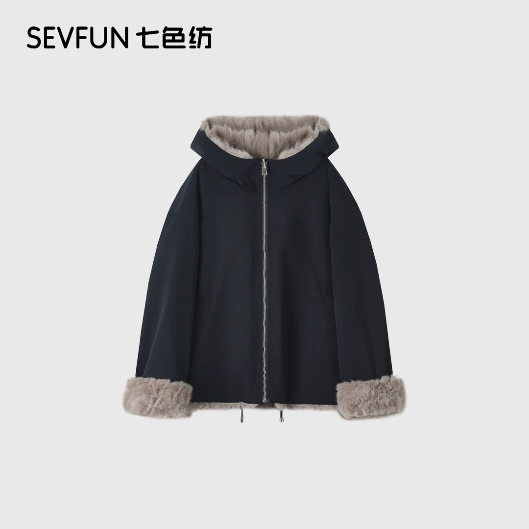 七色纺【彬彬BinBin】翻领设计感加厚保温宽松休闲短外套女QSF-1275