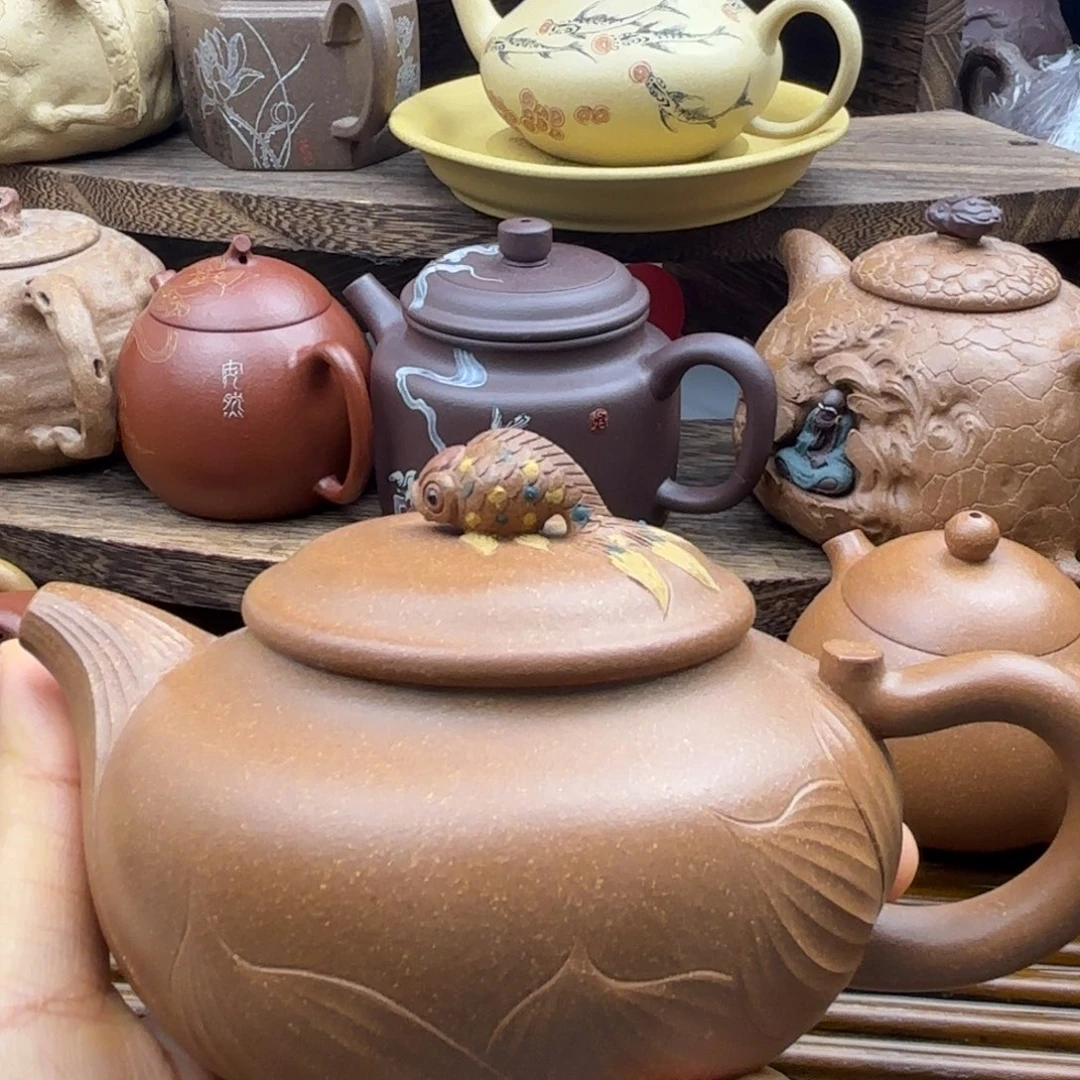 茶壶紫砂✨****✨年年有余黄降坡220c c