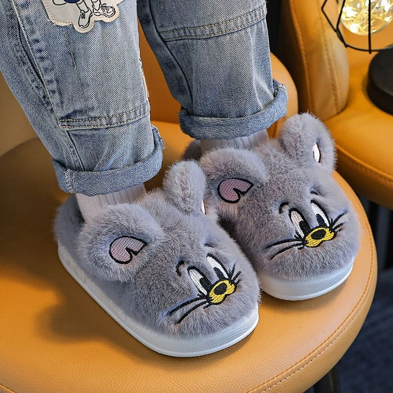 儿童棉拖鞋猫咪可爱卡通冬厚底保暖宝宝家居软底防滑女童时尚棉鞋