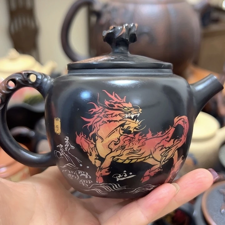 壶建水紫陶麒麟壶