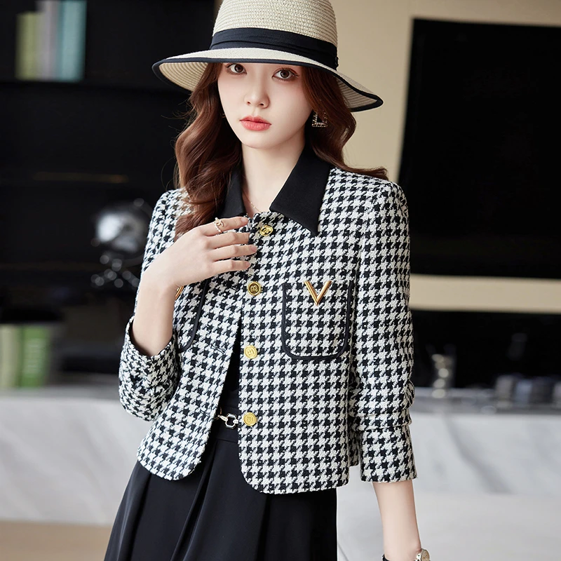 呢子短款女2023秋冬新款小个子短款气质单排扣长袖