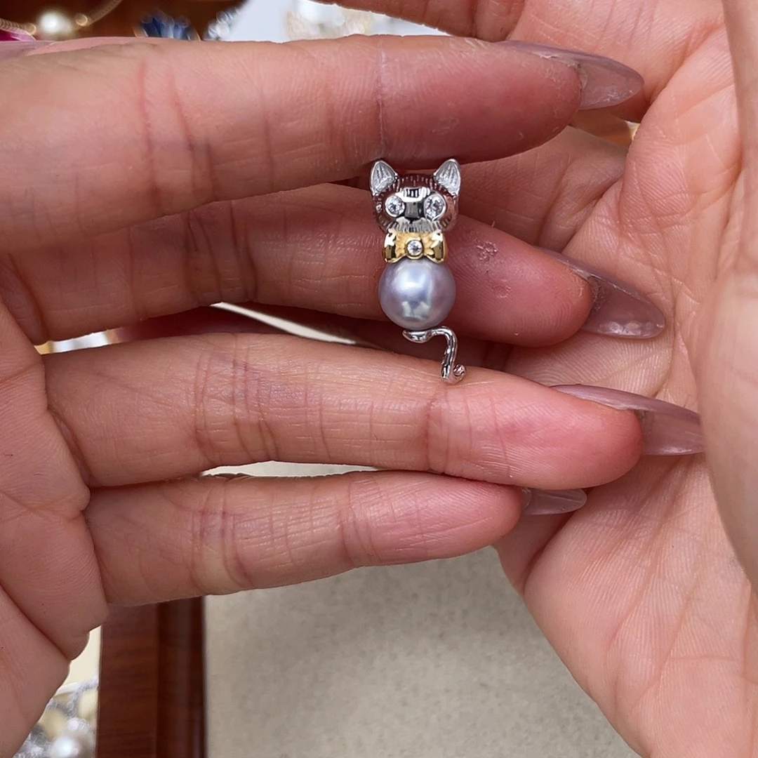 银S925镶嵌海水珍珠吊坠(不含链)