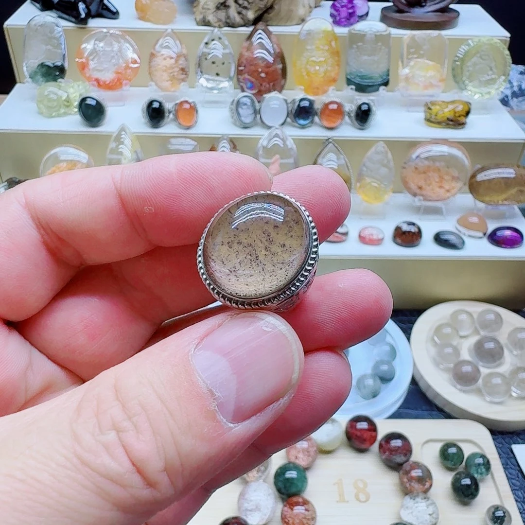 水晶戒指银S925镶嵌H*戒指