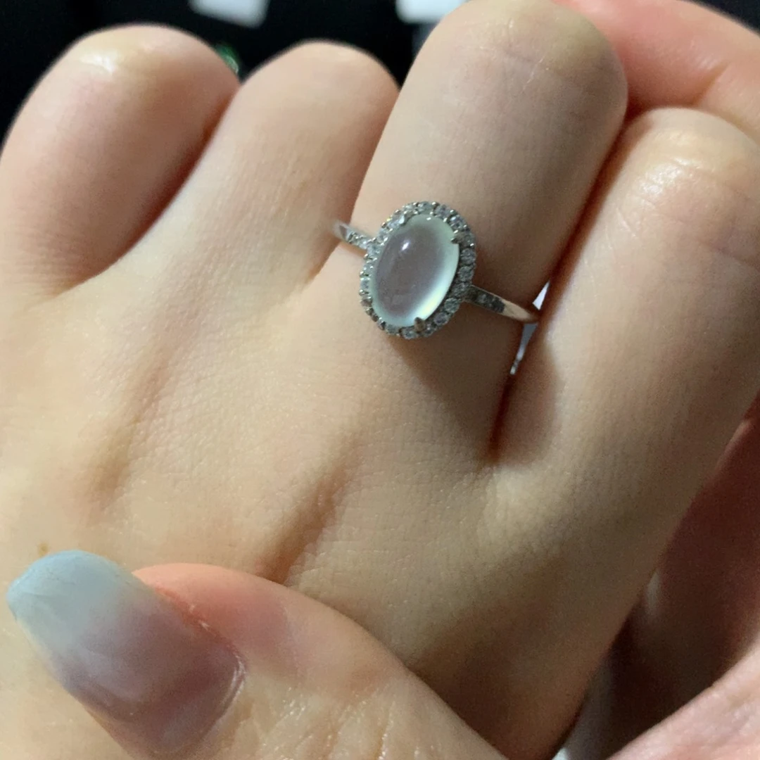 翡翠戒指银S925镶嵌戒指