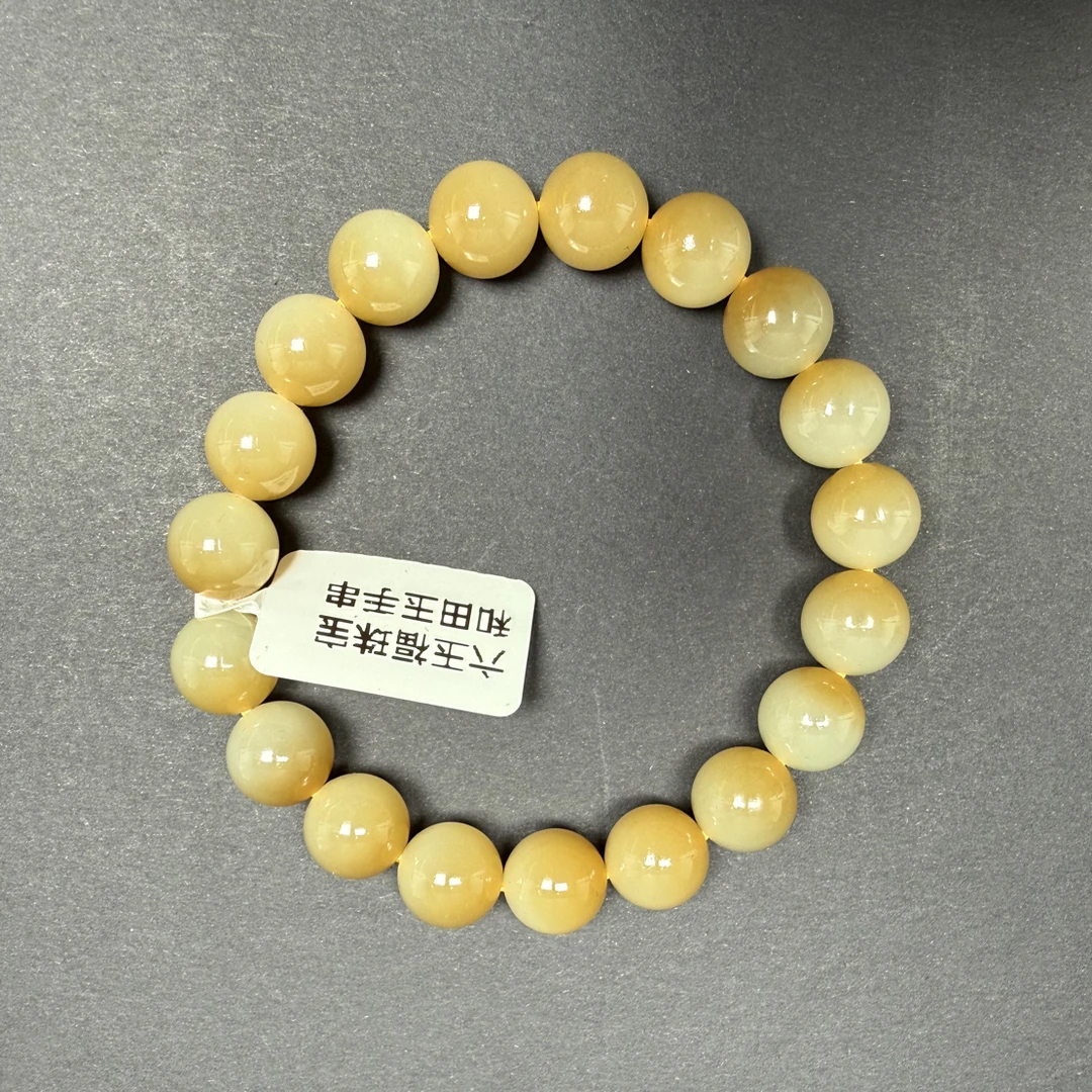 卡10mm糖半盆天然和田玉圆珠手串聚宝盆半山水多样性发货拍一发一