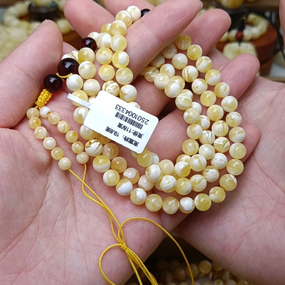 蜜蜡裸石未镶嵌6圆珠108