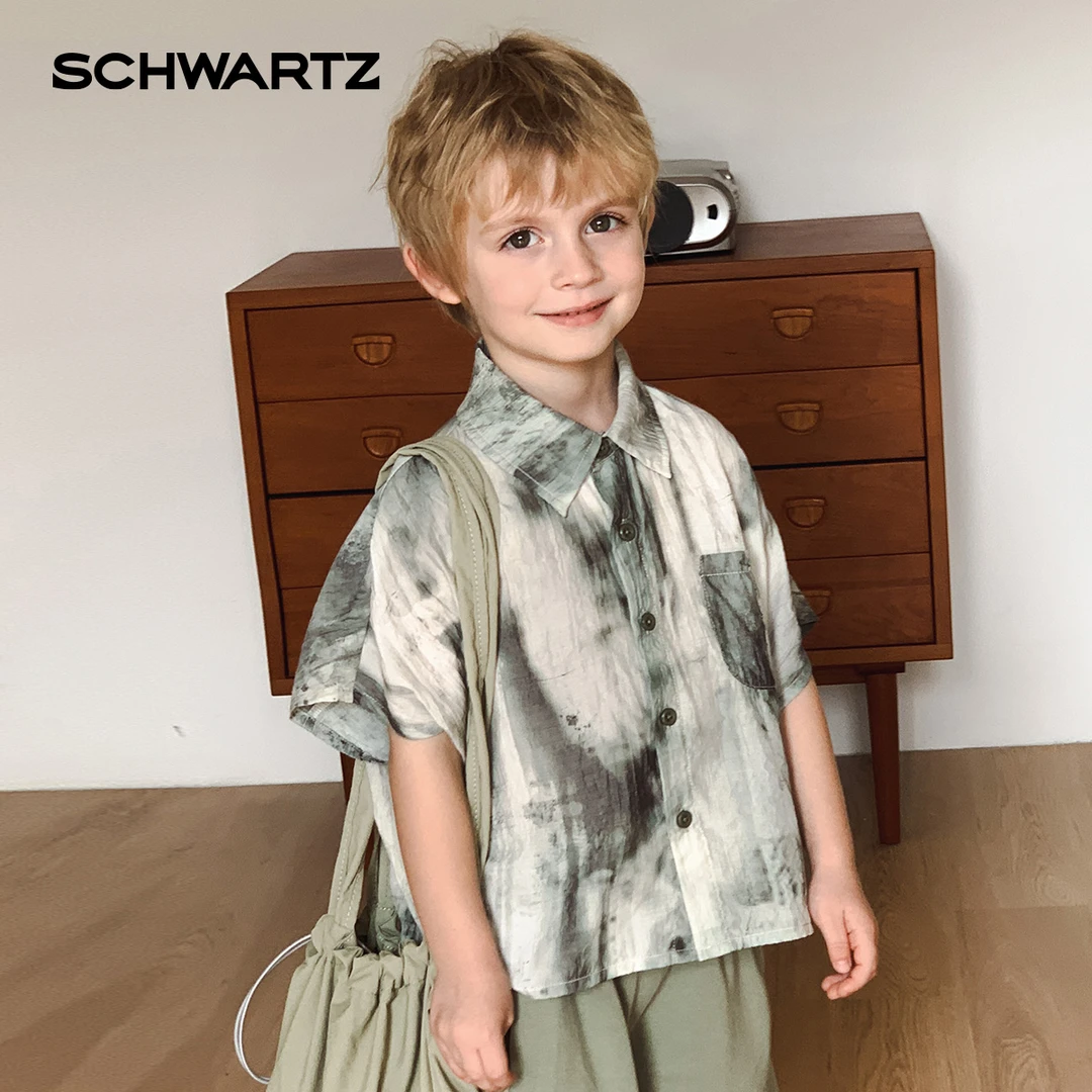 Schwartz衬衫2025夏季新款男童上衣时尚潮流轻薄透气高级-7867