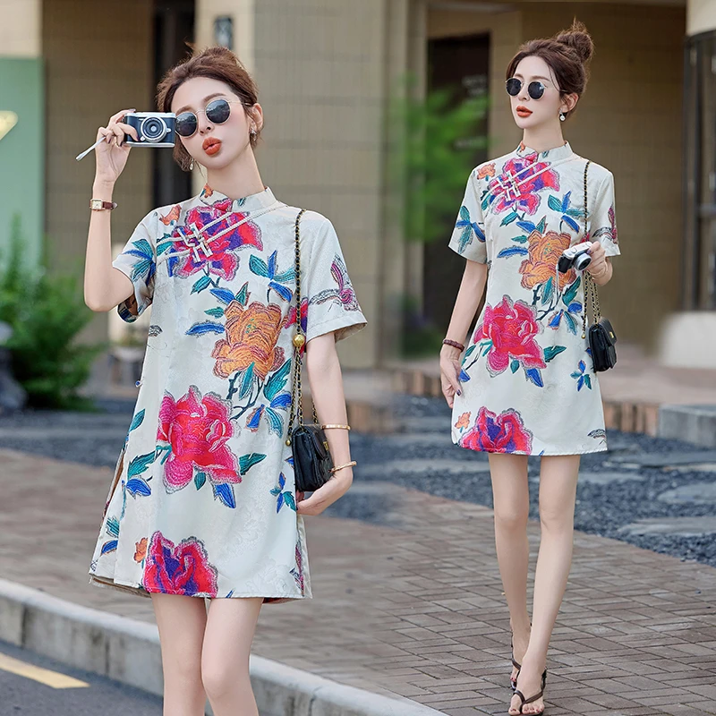 新中式国风提花改良旗袍套装女2025夏季新款小个子复古短裤两件套