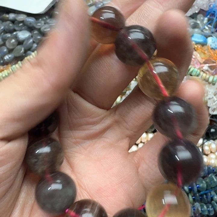 合金玛瑙/玉髓珠宝半成品一条14mm莹石手串