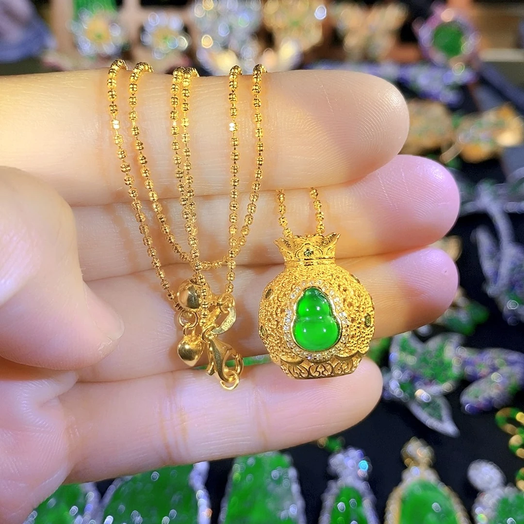 颈饰银S925镶嵌翡翠