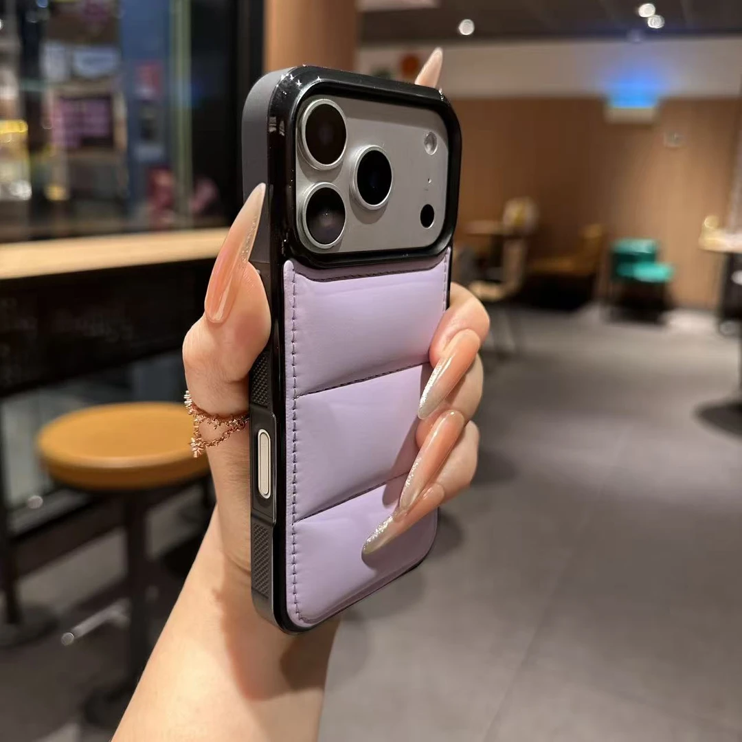 秋冬简约高级羽绒服适用苹果17proMax手机壳iPhone16潮酷15时尚新