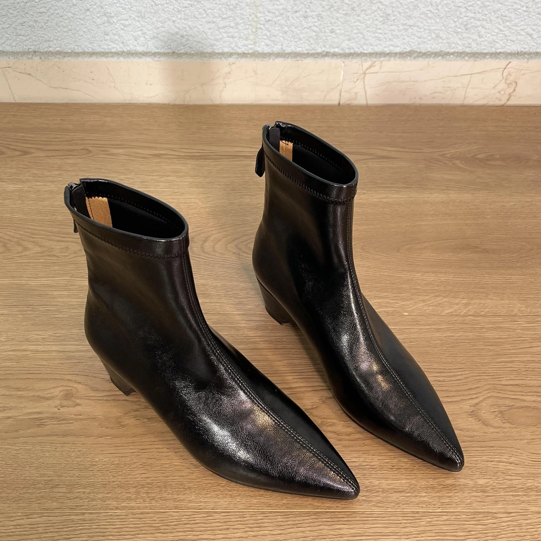 5cm 短筒靴新款简约复古瘦瘦靴秋冬 韩版职场短靴脚百搭秋冬短靴